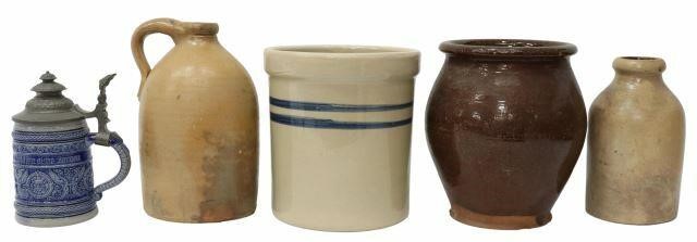 Appraisal: lot of Stoneware and redware vessels th th c comprising