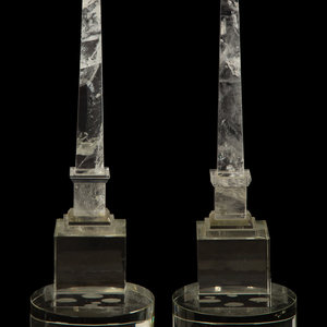 Appraisal: A Pair of Continental Rock Crystal Obelisks th Century set