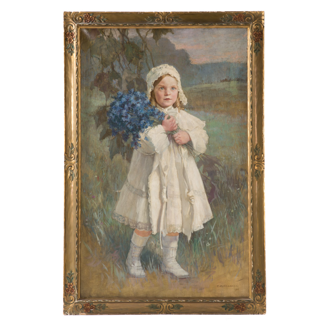 Appraisal: F M Roganeau Portrait of a Little Girl oil Francois-Maurice