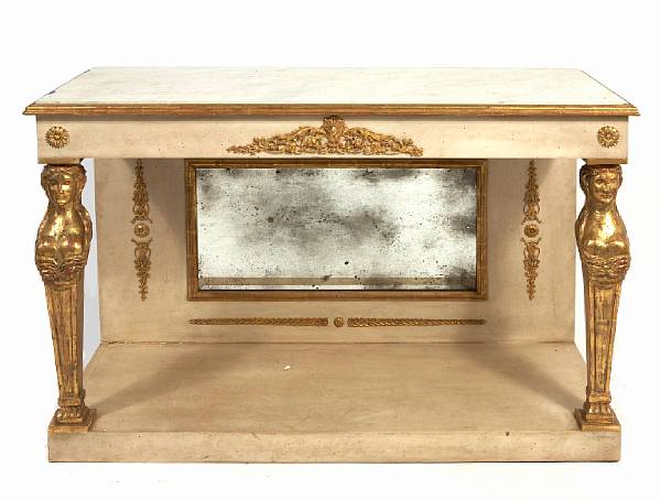 Appraisal: An Empire style paint decorated console century height in width