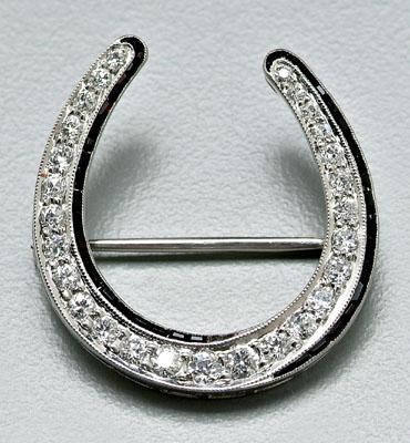 Appraisal: Art Deco diamond horseshoe brooch platinum mounted with round transitional