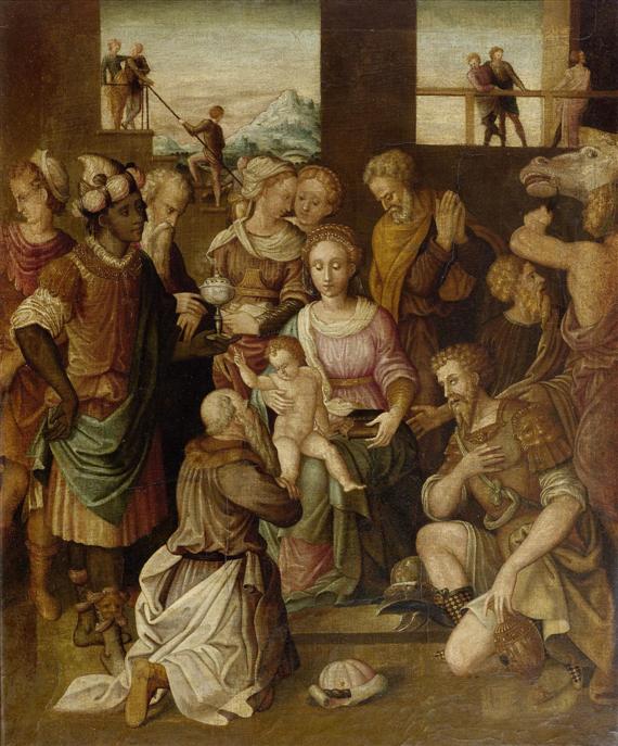 Appraisal: ANONYMOUS TH C The Adoration of the Magi Oil on