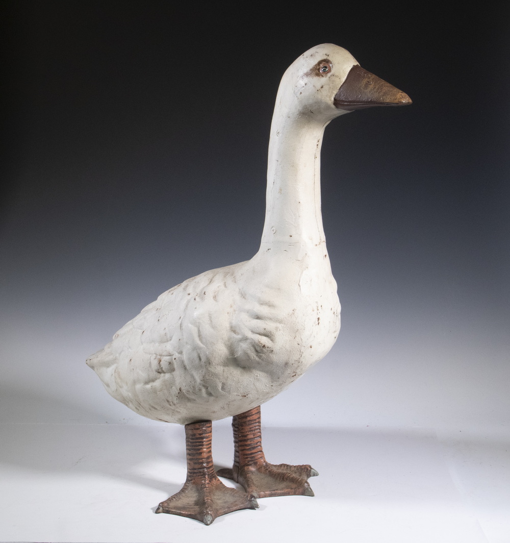 Appraisal: VINTAGE CAST IRON GOOSE Painted Full-Size Goose Figure high x