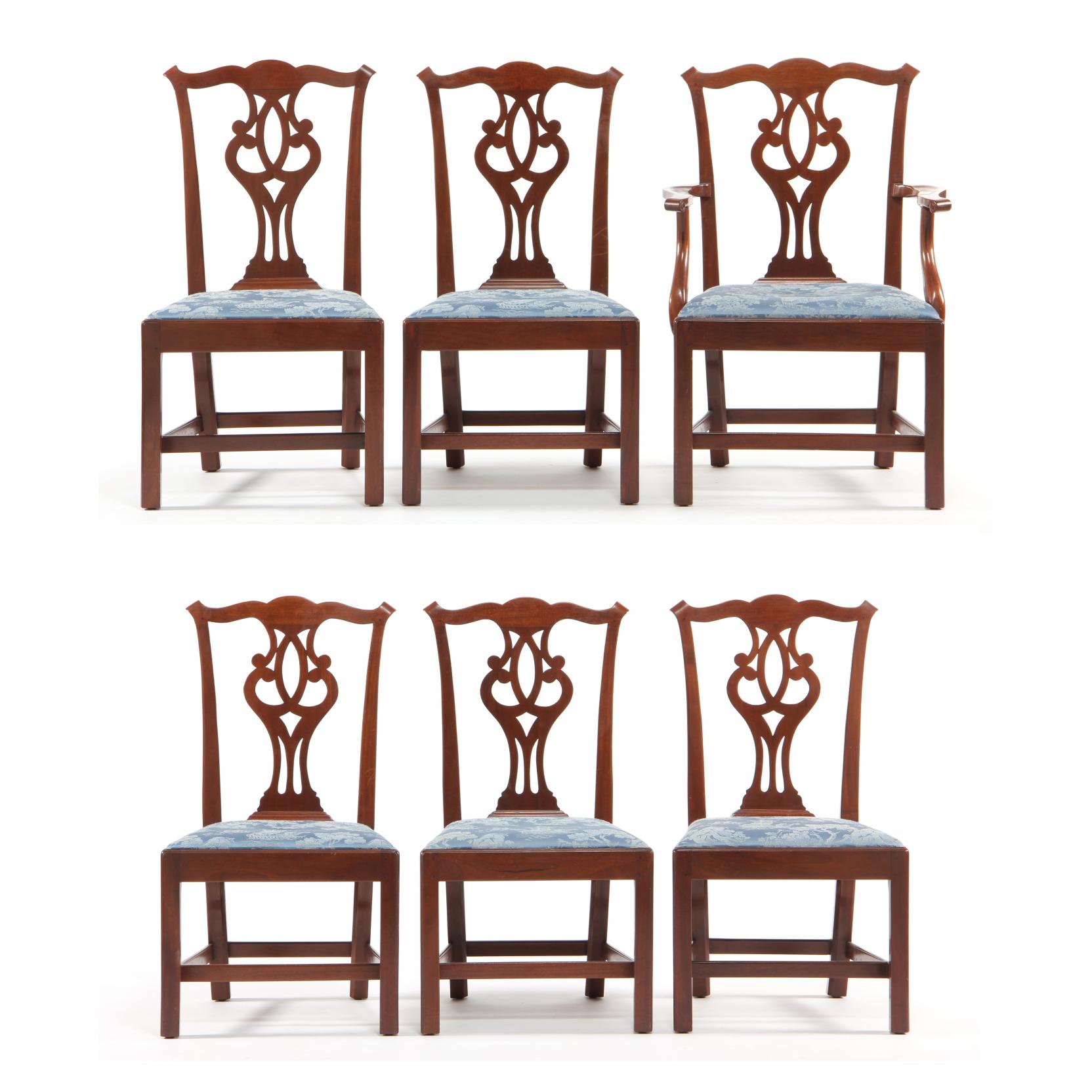 Appraisal: Set of Six Chippendale Style Dining Chairs appear to be