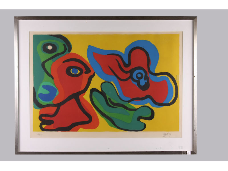 Appraisal: Karel Appel Dutch - Sunshine People color lithograph artist signed