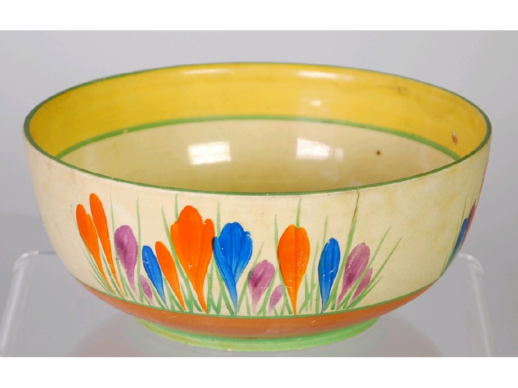 Appraisal: CLARICE CLIFF NEWPORT POTTERY CROCUS PATTERN 'BIZARRE' POTTERY BOWL steep