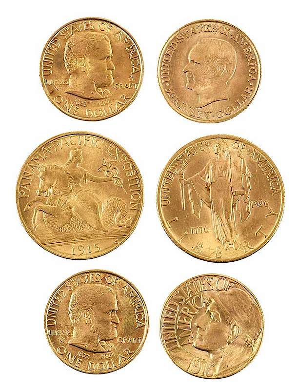 Appraisal: Six Classic U S Gold Commemoratives -S Panama Pacific -