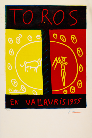 Appraisal: PABLO PICASSO Toros en Vallauris Color linoleum cut x mm