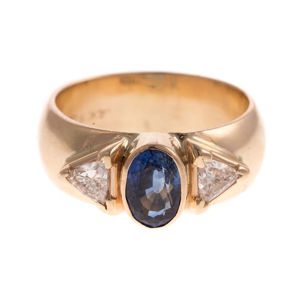 Appraisal: A Ladies Custom Made Sapphire Diamond Ring K yellow gold