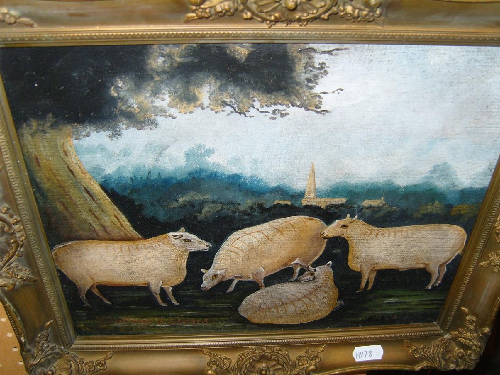 Appraisal: An oil painting on board in the th century naive