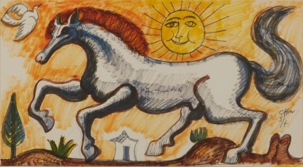 Appraisal: Jos Morado - Mexican Caballito Colored markers and graphite on