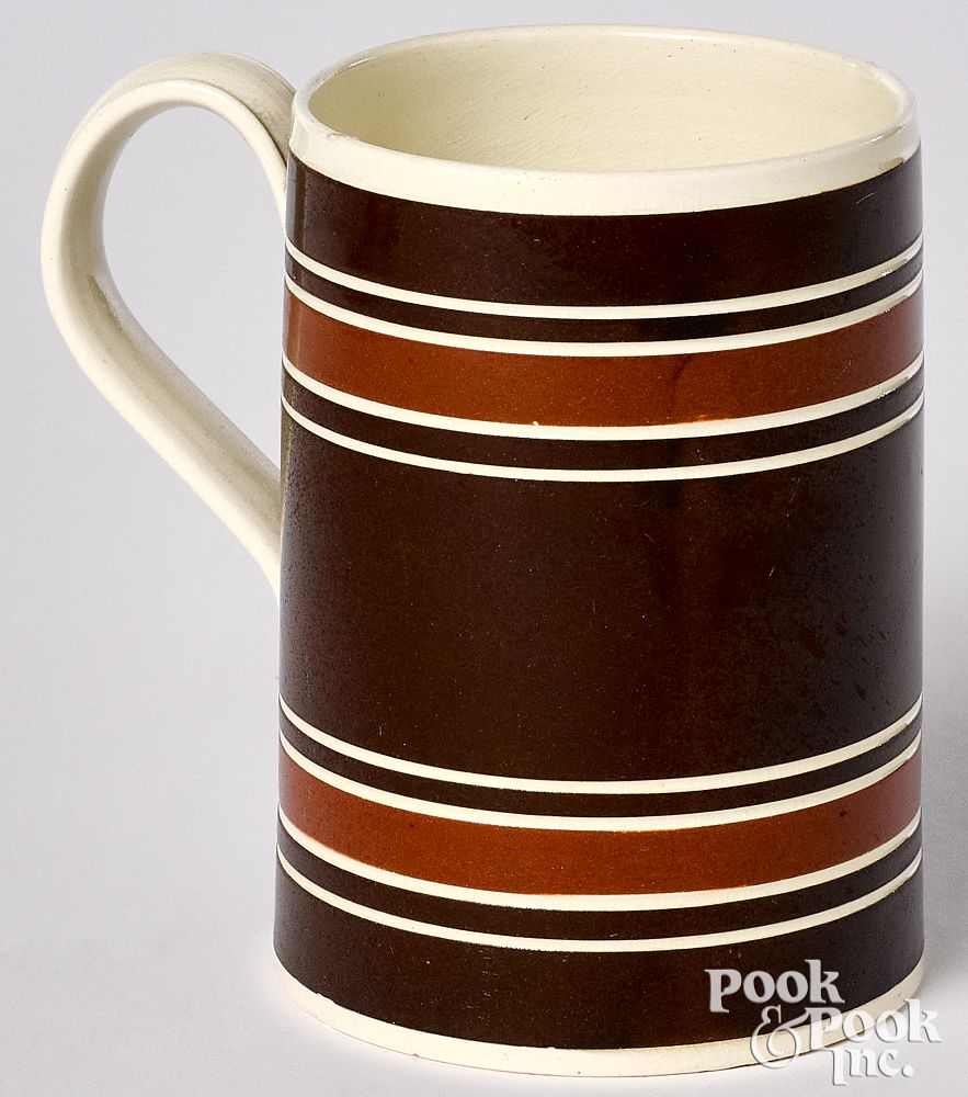 Appraisal: Mocha mug Mocha mug with brown and umber bands h