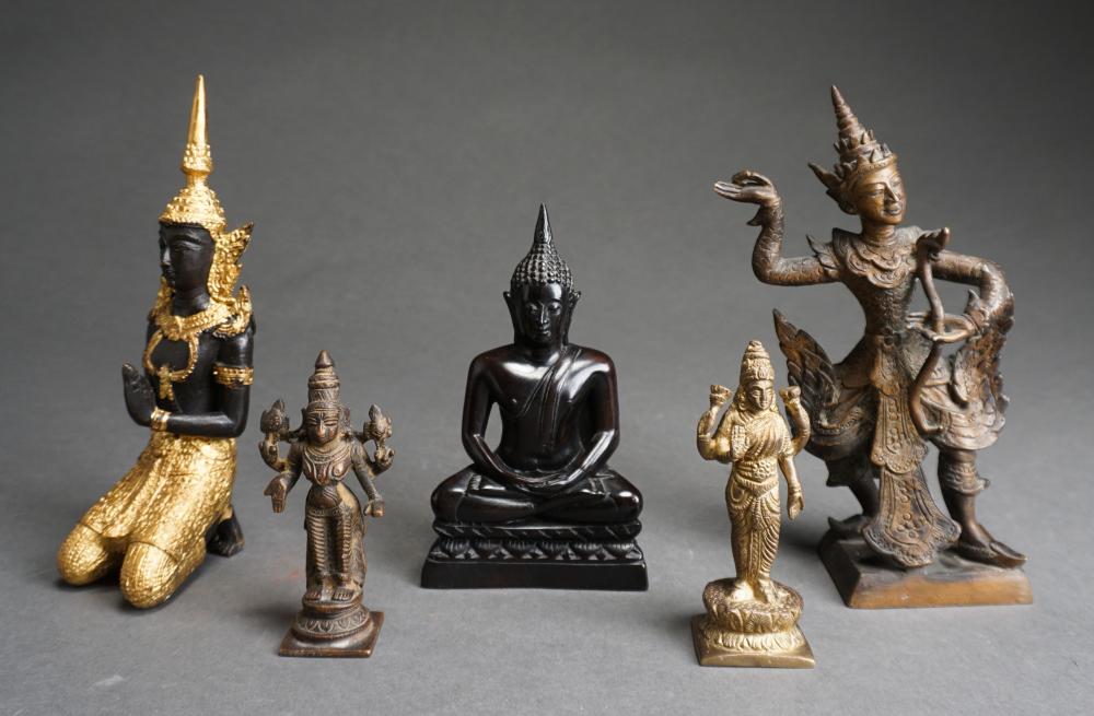 Appraisal: Group of Five Southeast Asian Metal and Other Figures of