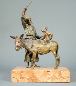 Appraisal: Franz Bergman A cold painted bronze figure group depicting an