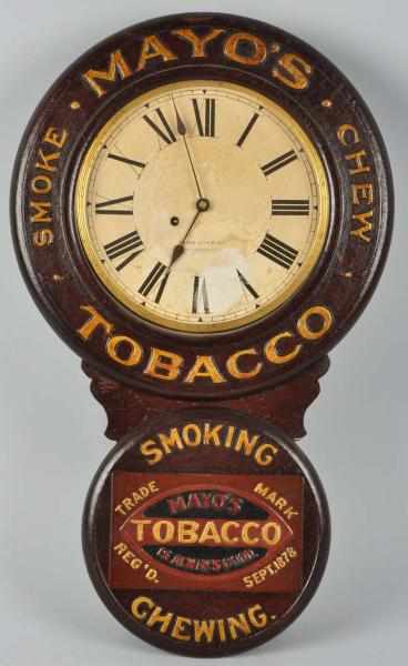 Appraisal: Mayos Tobacco Baird Clock Description Paper dial Great adverting piece