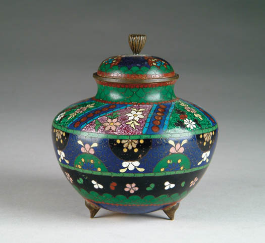 Appraisal: ANTIQUE COVERED CLOISONN KORO Small domed cover with metal finial