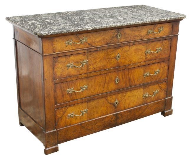 Appraisal: French Louis Philippe period marble-top walnut commode th c four