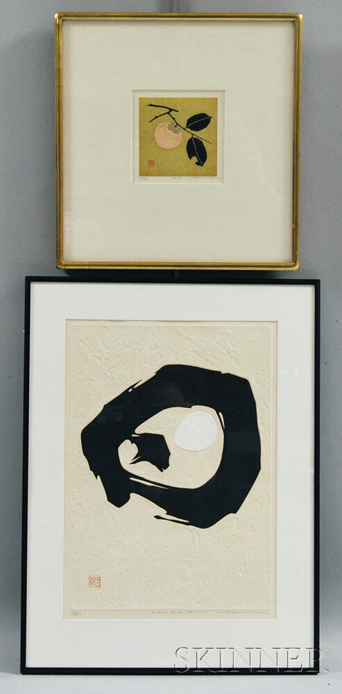 Appraisal: Maki Haku Japanese - Two Framed Prints Poem - Sun-s-