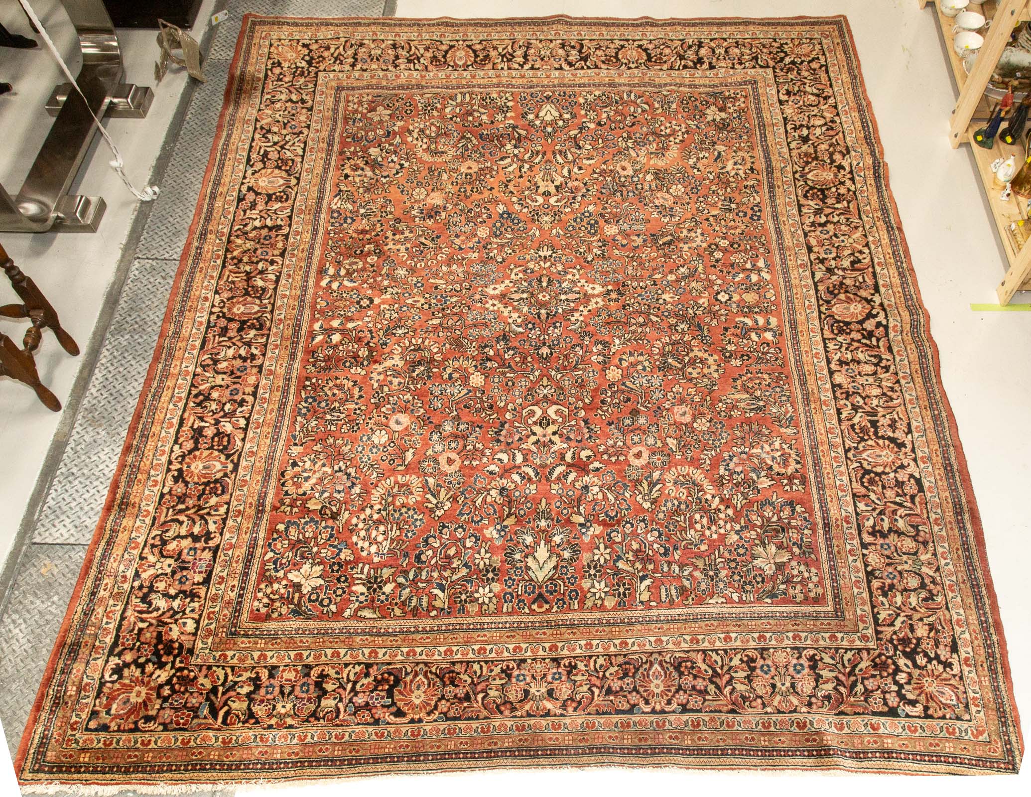 Appraisal: SEMI-ANTIQUE SAROUK RUG PERSIA X Circa hand-knotted wool pile