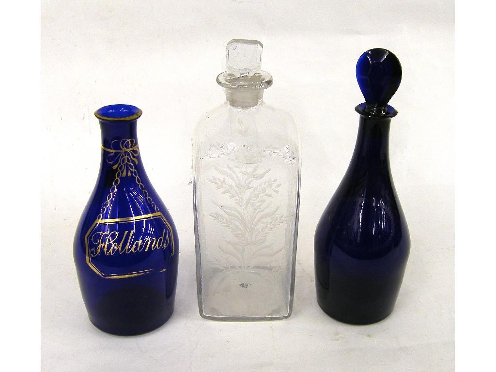 Appraisal: Antique Dutch square glass decanter and stopper with rounded shoulders