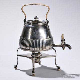 Appraisal: George III Sterling Silver Hot Water Urn on Stand London