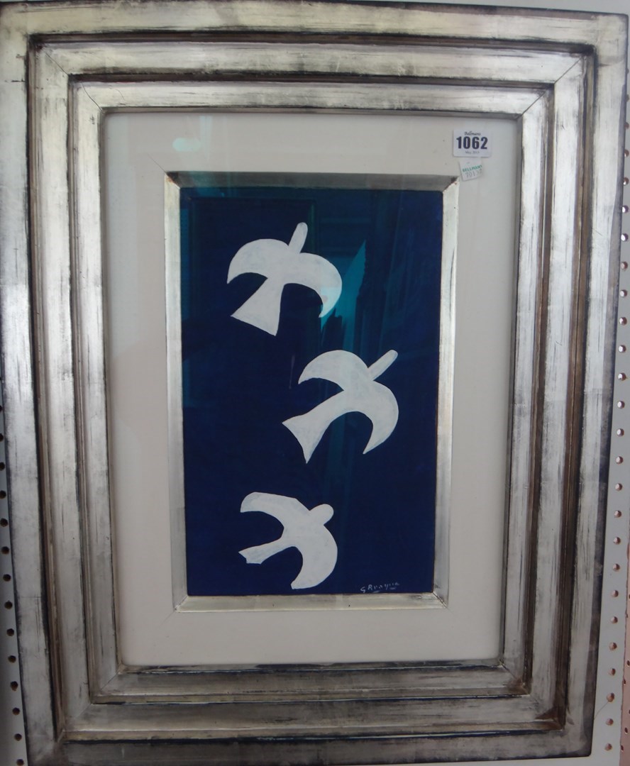 Appraisal: Attributed to Georges Braque - Trois Colombes gouache signed cm