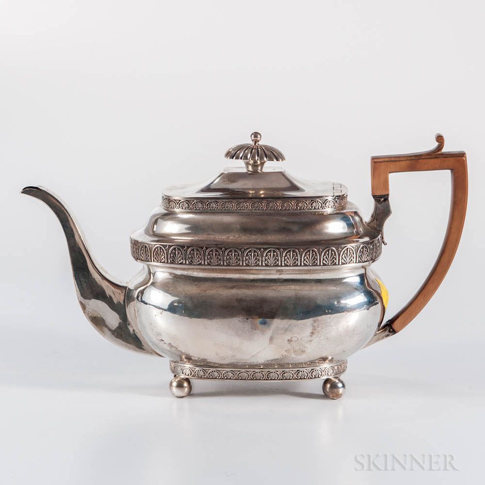 Appraisal: George III Sterling Silver Teapot George III Sterling Silver Teapot