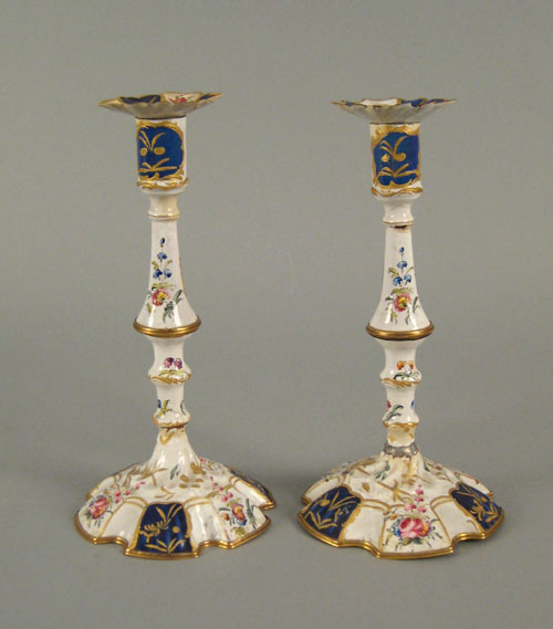 Appraisal: Pair of Battersea candlesticks th c h