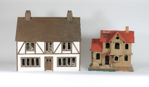 Appraisal: A th Century dolls' house with mullion windows and pitched