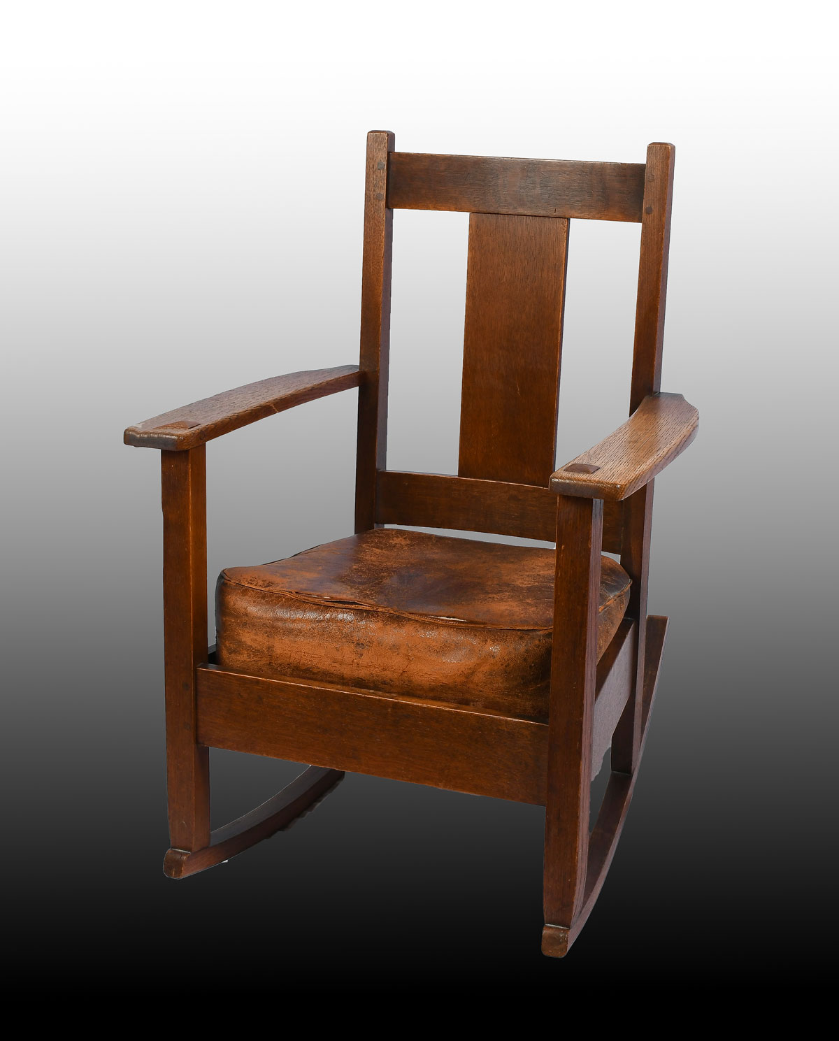 Appraisal: LIMBERTS ARTS CRAFTS MISSION OAK ROCKING CHAIR Slat back Oak