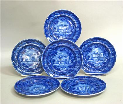 Appraisal: Six Staffordshire blue transfer printed p late swilliam adams tunstall