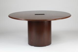 Appraisal: Contemporary round mahogany conference table Executive office furnishings from a