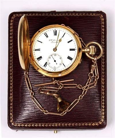 Appraisal: AN CT GOLD FULL HUNTER POCKET WATCH by J W