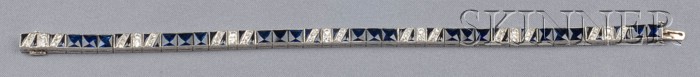 Appraisal: Art Deco Platinum Sapphire and Diamond Bracelet set with French-cut