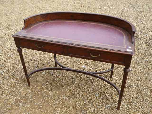 Appraisal: A SHERATON STYLE MAHOGANY 'D' SHAPED LADIES WRITING DESK with