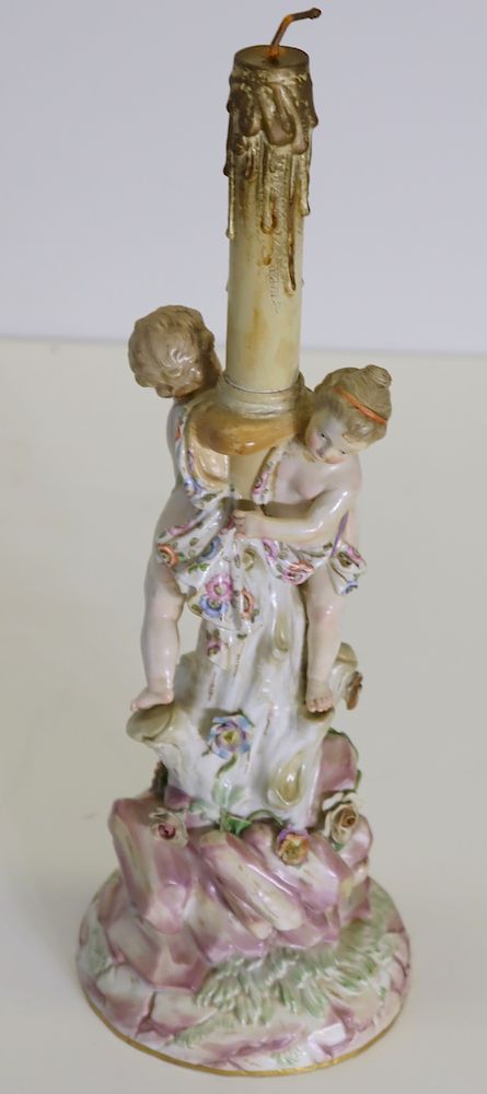 Appraisal: MEISSEN Signed Porcelain Candle Stick From an East th St