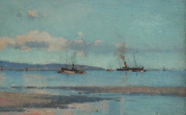 Appraisal: Tom Robertson British th century Steamers at Sea oil on