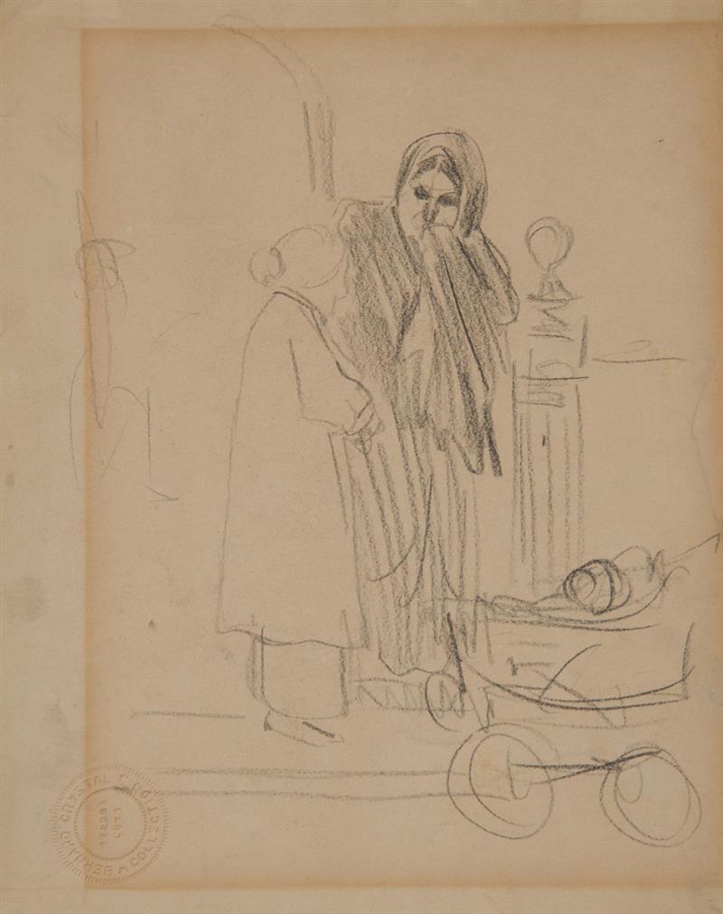 Appraisal: ATTRIBUTED TO ABRAHAM WALKOWITZ - FIGURE Pencil on paper signed