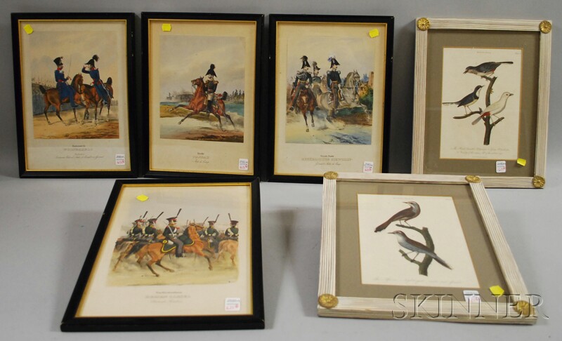 Appraisal: Two Sets of Framed European th Century Hand-colored Prints a