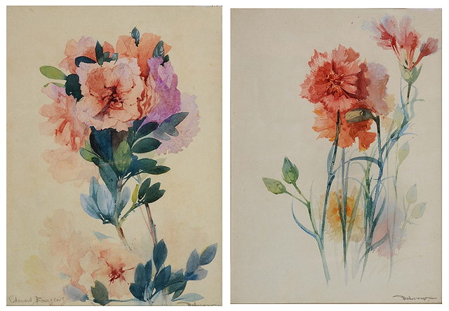 Appraisal: EDOUARD BOURGEOUS DEBOURG - 'Carnations' and 'Azaleas' signed a pair