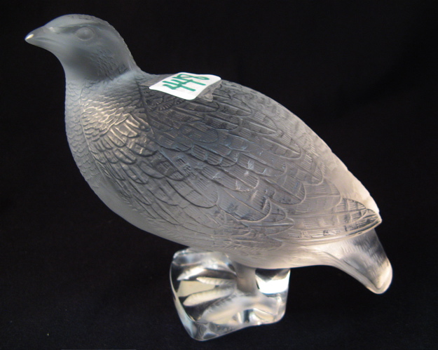 Appraisal: FRENCH LALIQUE CRYSTAL FIGURE titled Perdrix Debout upright partridge of