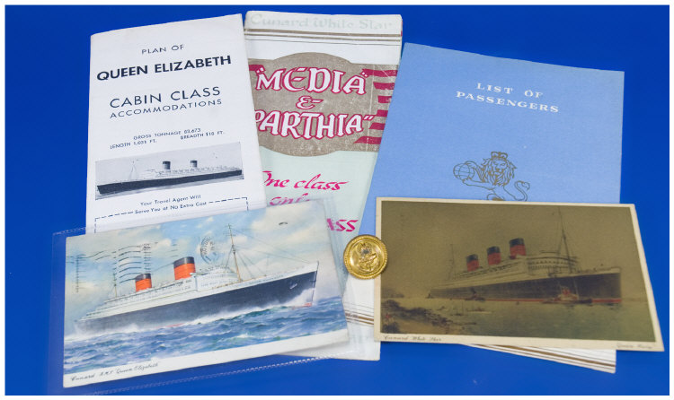 Appraisal: Vintage Brochures and Postcards of Cunard White Star Line Memorabilia