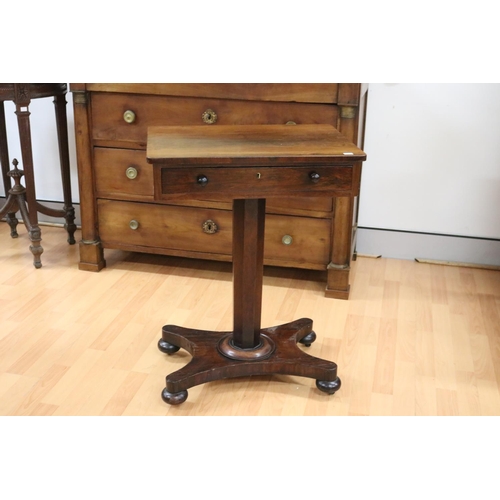 Appraisal: Antique English rosewood early th century pedestal work table approx