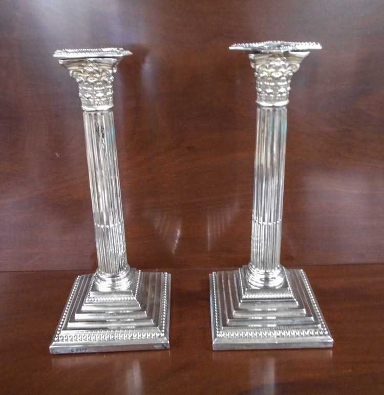 Appraisal: PAIR MAPPIN BROS STERLING SILVER CANDLESTICKS Corinthian column form with