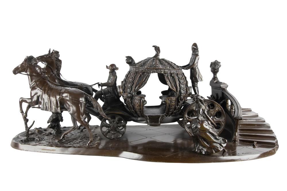 Appraisal: AFTER AUGUSTE MOREAU - CINDERELLA'S CARRIAGEpatinated bronze signed to base