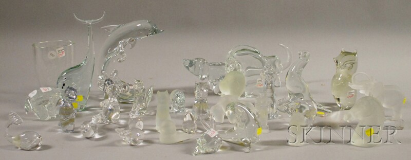 Appraisal: Thirty-one Colorless Art Glass Figures mostly animals including Scandinavian and