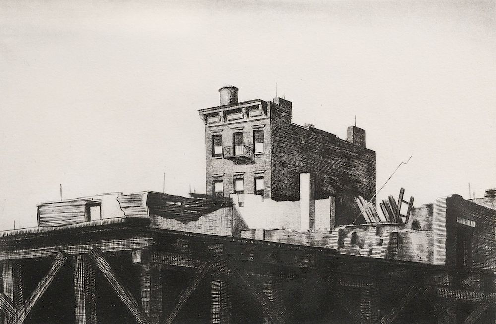 Appraisal: Armin Landeck - drypoint Demolition No pencil signed and dated