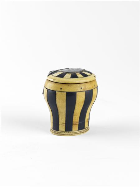 Appraisal: A late th century ivory and ebony banded baluster snuff