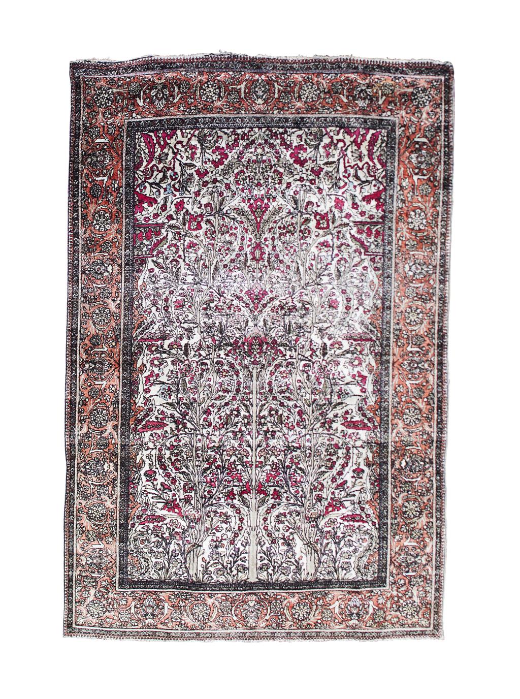 Appraisal: SILK KASHAN PRAYER RUG POSSIBLY 'MOHTASHAM' LATE TH EARLY TH