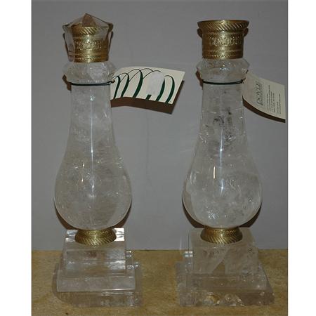 Appraisal: Pair of Gilt-Metal Mounted Rock Crystal Lamp Bases Estimate -